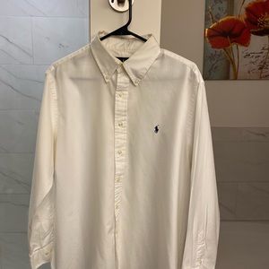 Men’s White Polo Dress Shirt Large